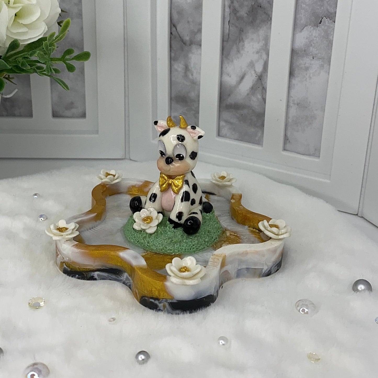 Cute Gold and White Trinket Dish