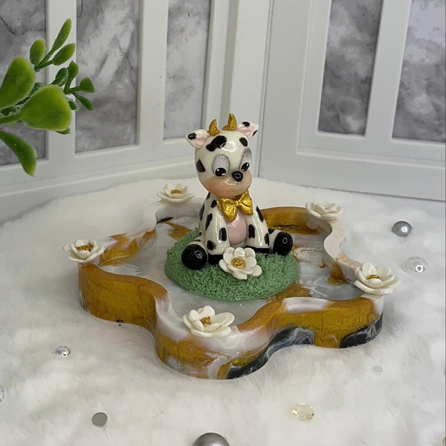 Cute Gold and White Trinket Dish