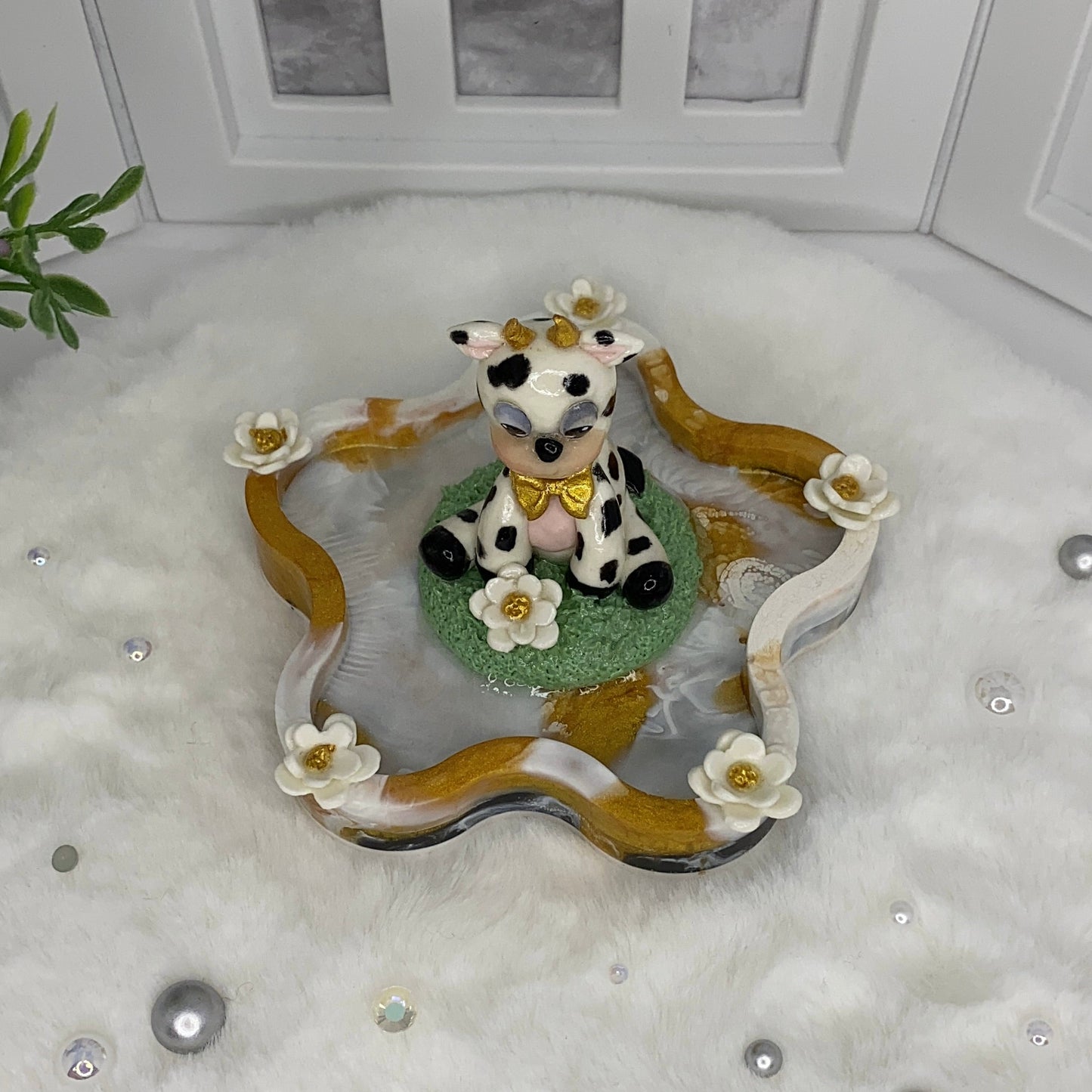 Cute Gold and White Trinket Dish