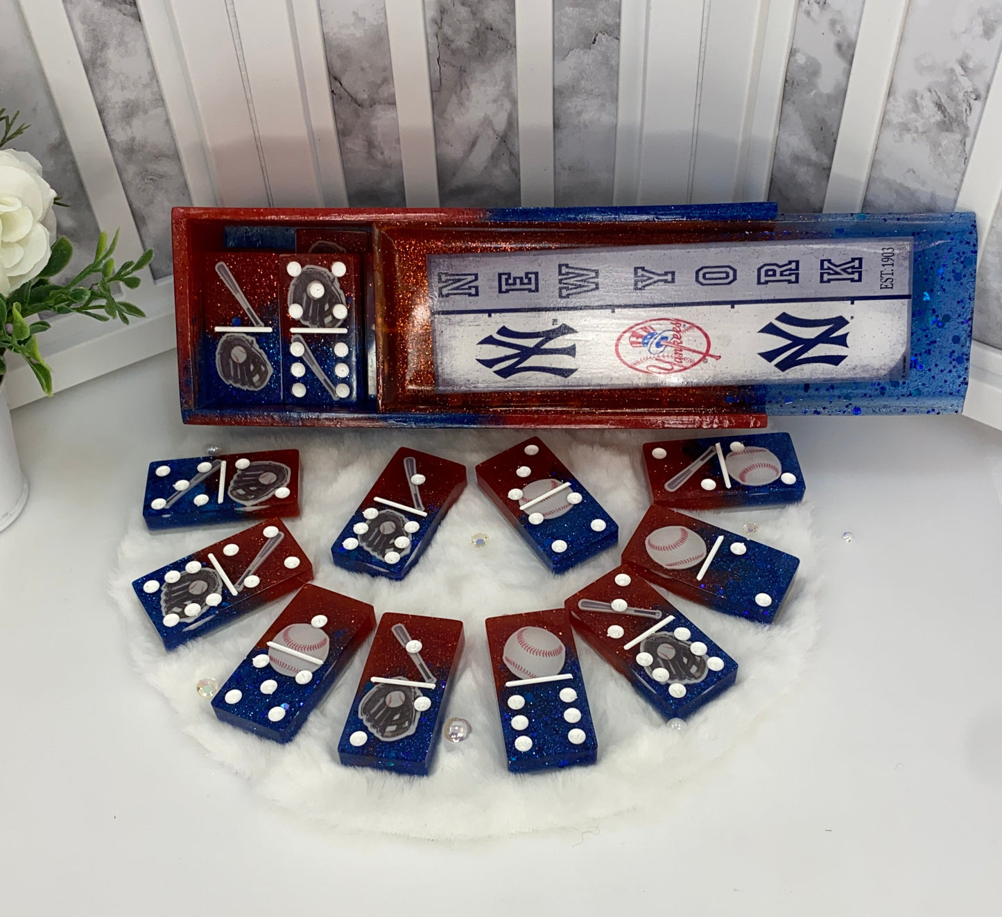 New York Yankees Dominoes Set with Matching Box