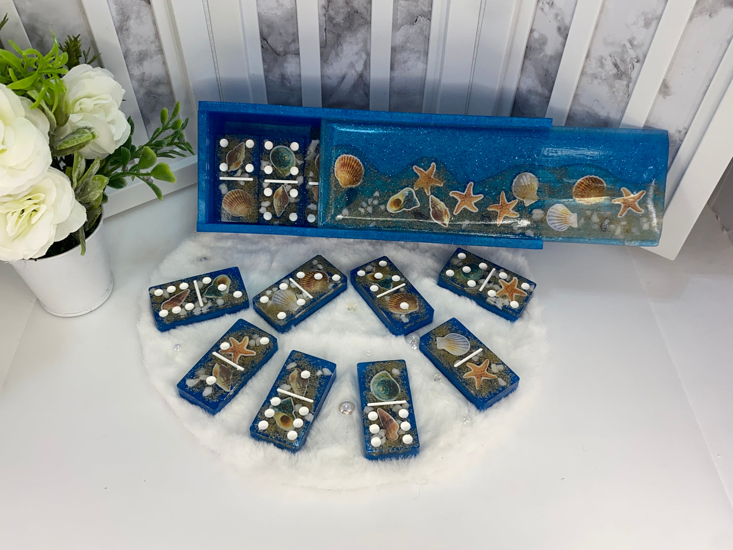 Beach Themed Dominoes Set with Matching Box