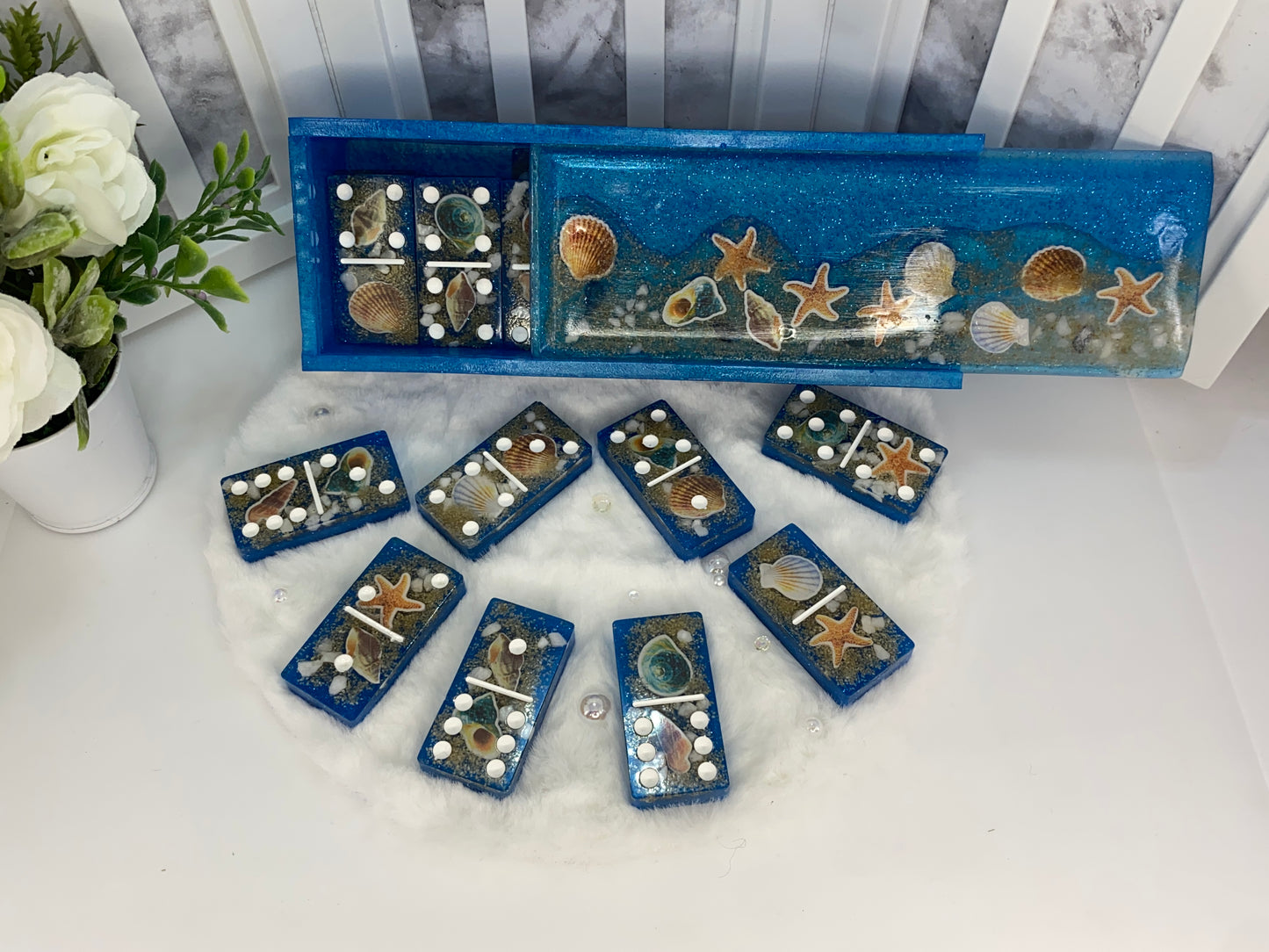 Beach Themed Dominoes Set with Matching Box