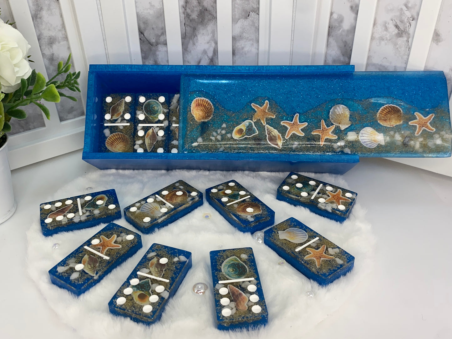 Beach Themed Dominoes Set with Matching Box