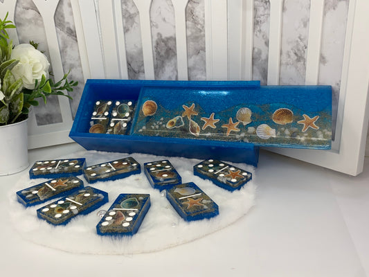 Beach Themed Dominoes Set with Matching Box