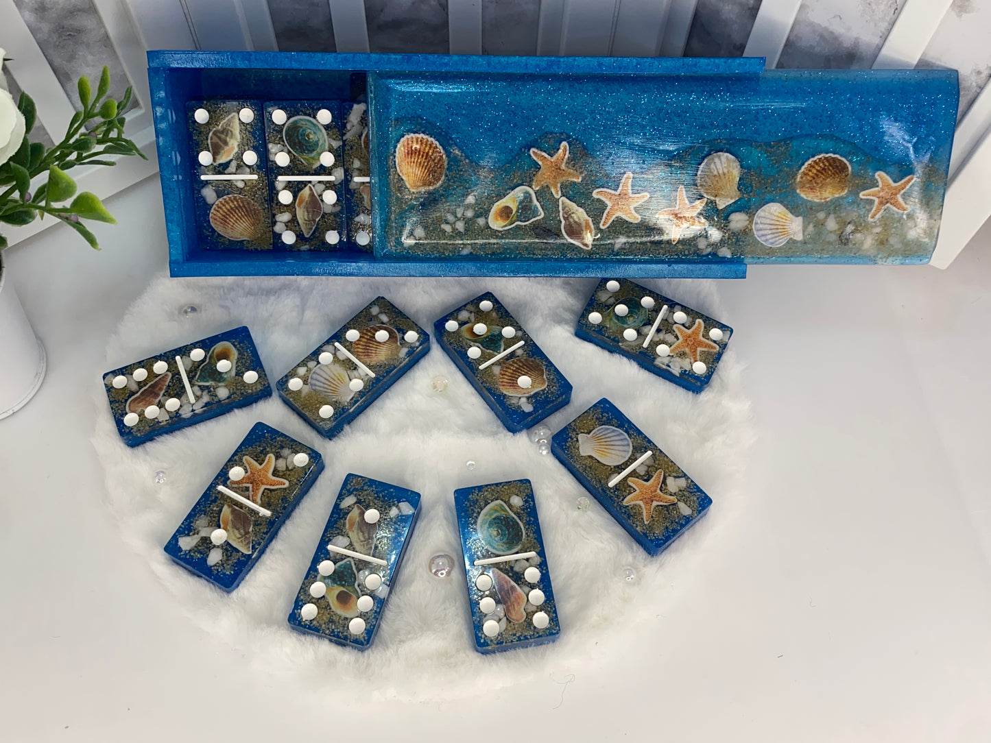 Beach Themed Dominoes Set with Matching Box