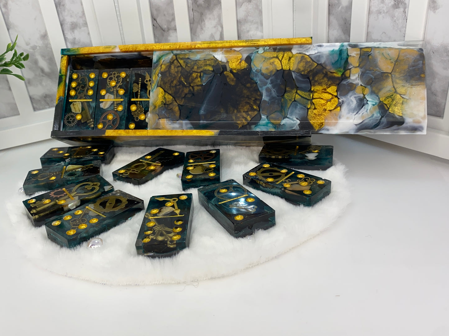 Steampunk Themed Dominoes with Matching Box
