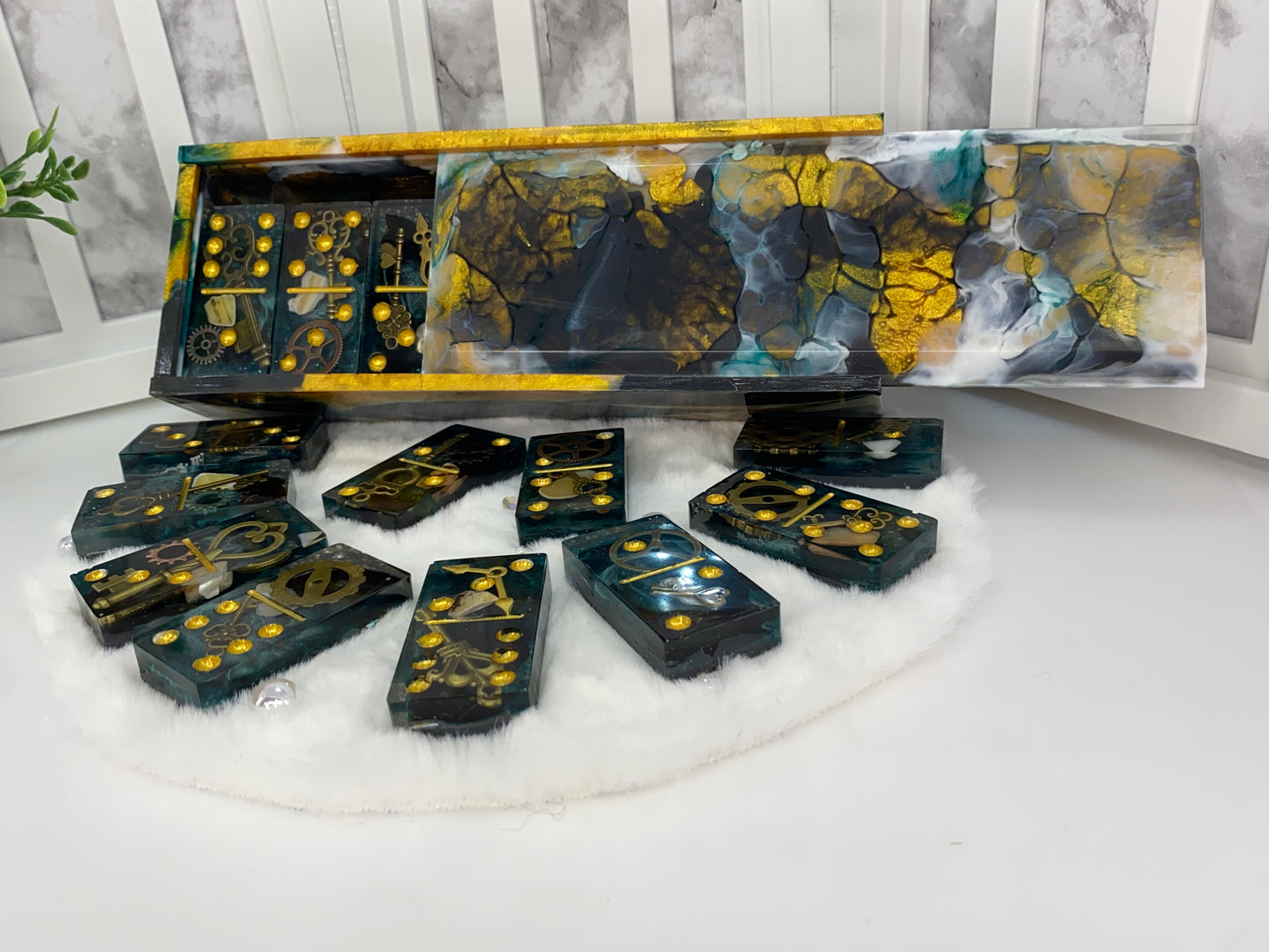 Steampunk Themed Dominoes with Matching Box