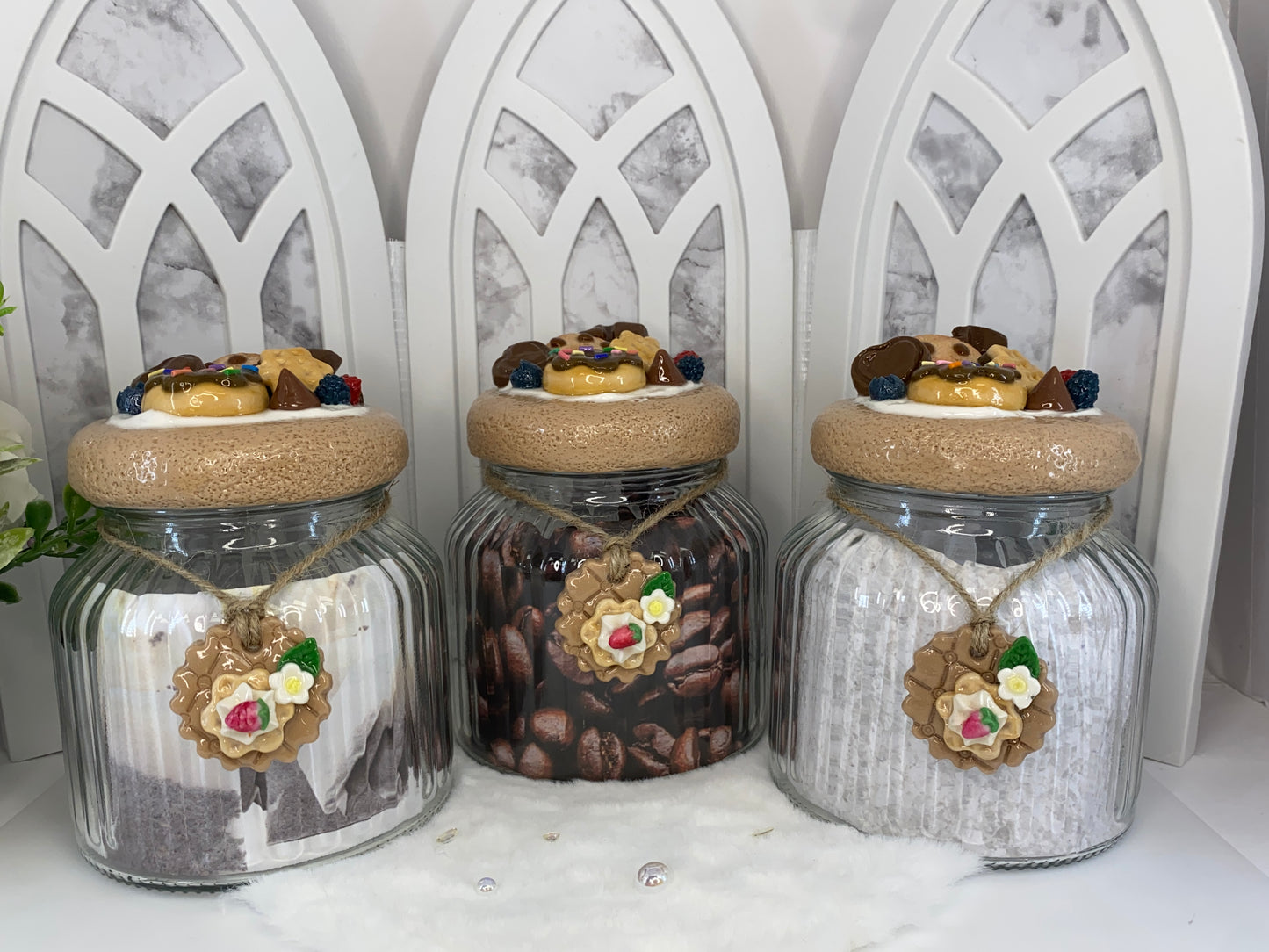 Three Piece Glass Storage Jar Set with Cold Porcelain Lids