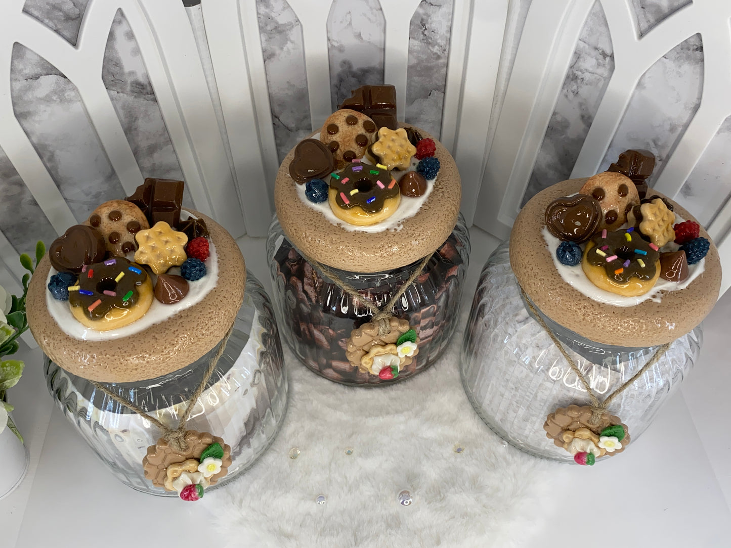 Three Piece Glass Storage Jar Set with Cold Porcelain Lids