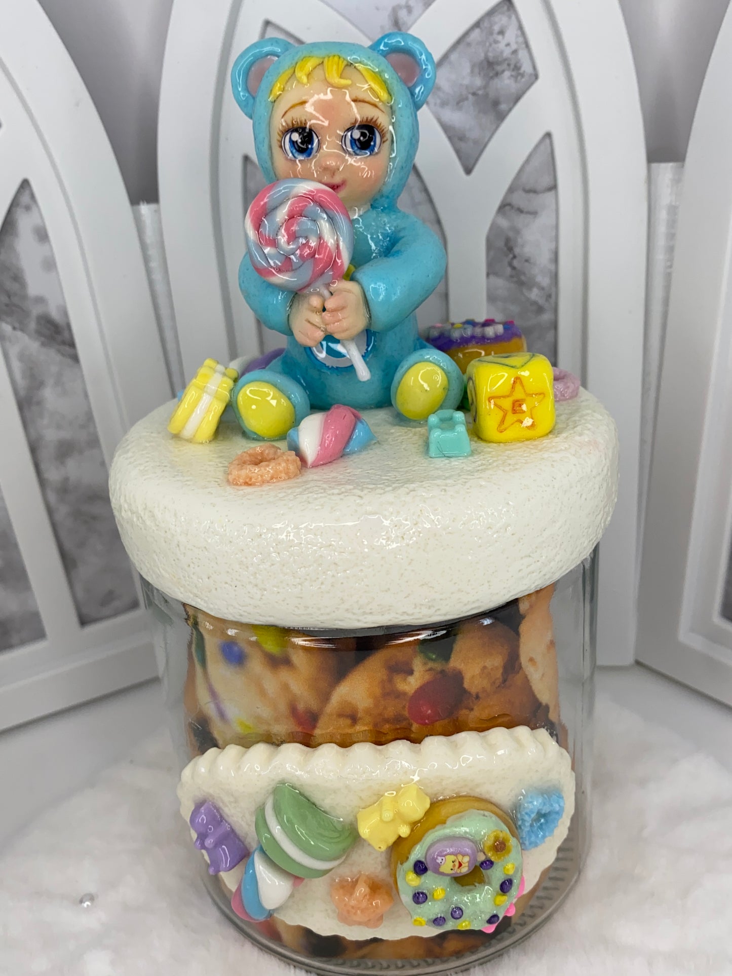 Blue Teddy Candy Jar